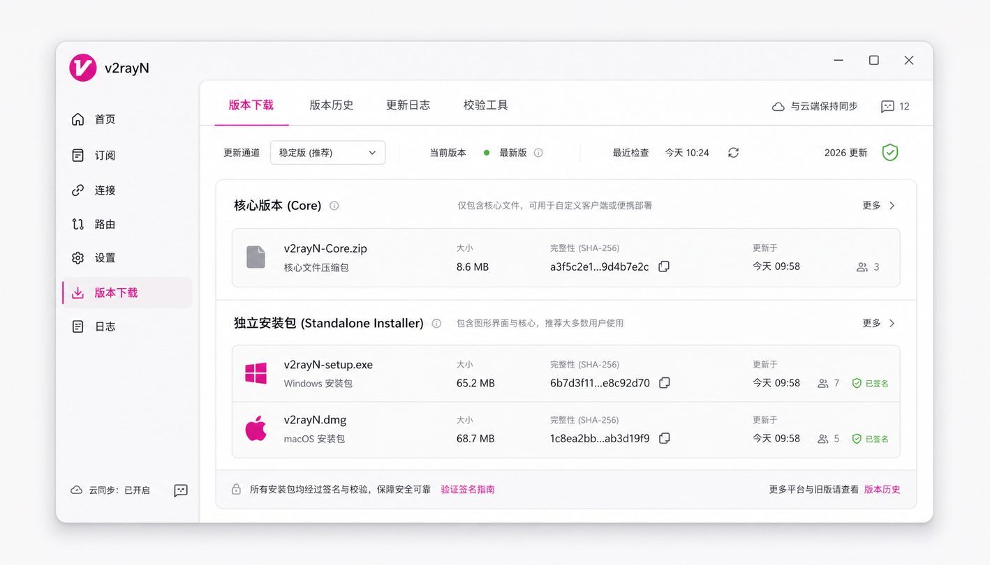 v2rayN 版本下载数据面板